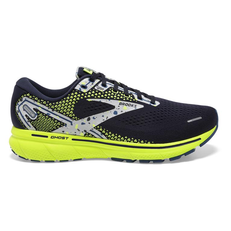 Brooks Ghost 14 Cushioned Men's Road Running Shoes - Navy/Nightlife/Oyster (37984-UWEM)